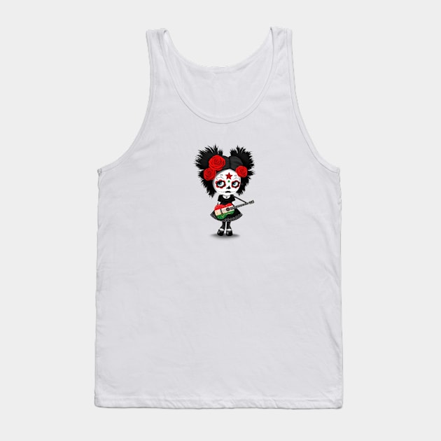 Sugar Skull Girl Playing Hungarian Flag Guitar Tank Top by jeffbartels